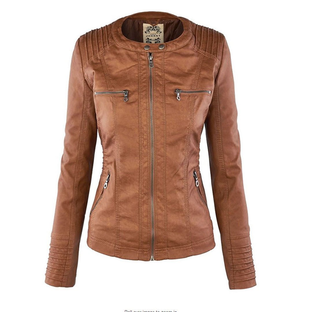 Eileen | Women's Hooded Slim Fit Biker Jacket - Image 2