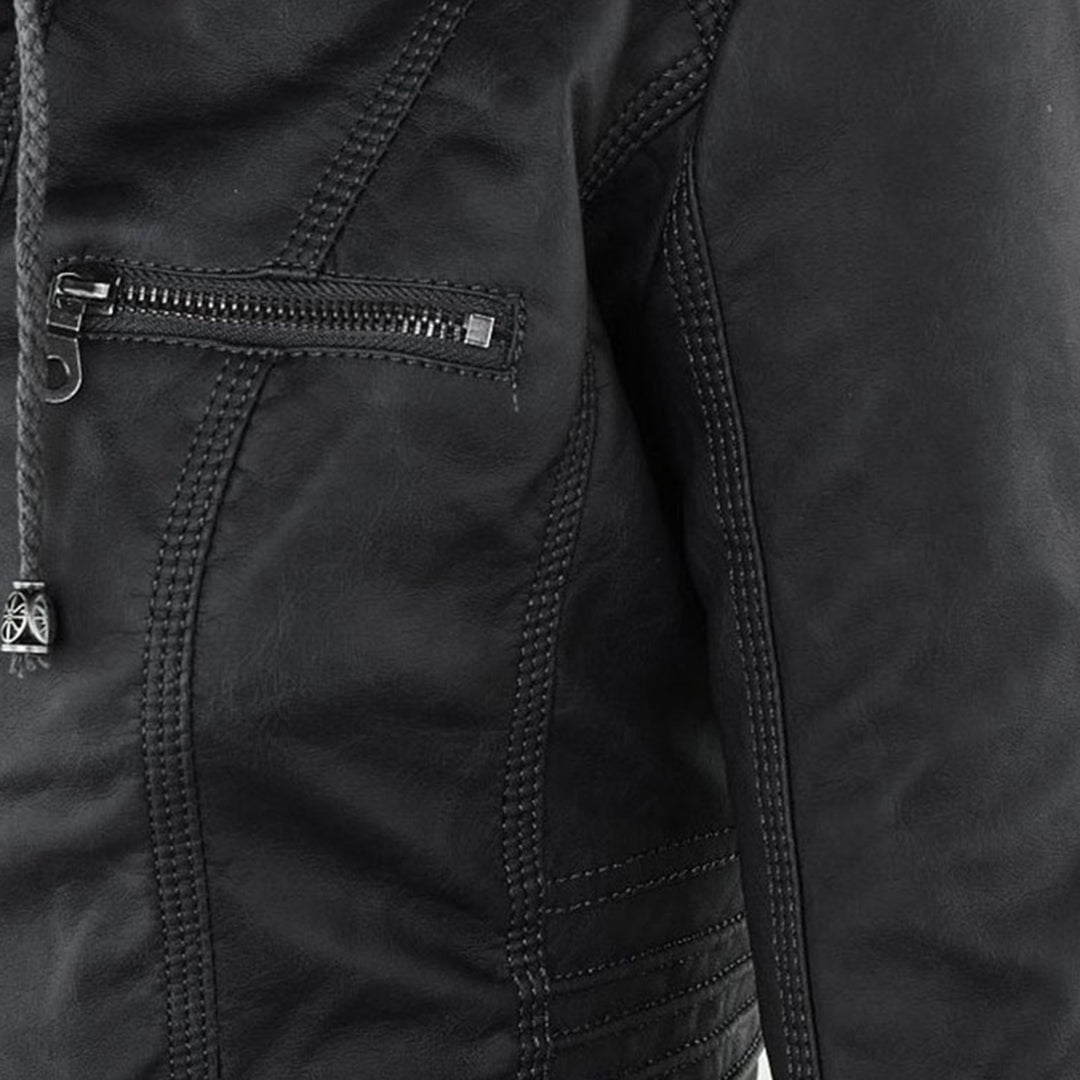 Eileen | Women's Hooded Slim Fit Biker Jacket - Image 13