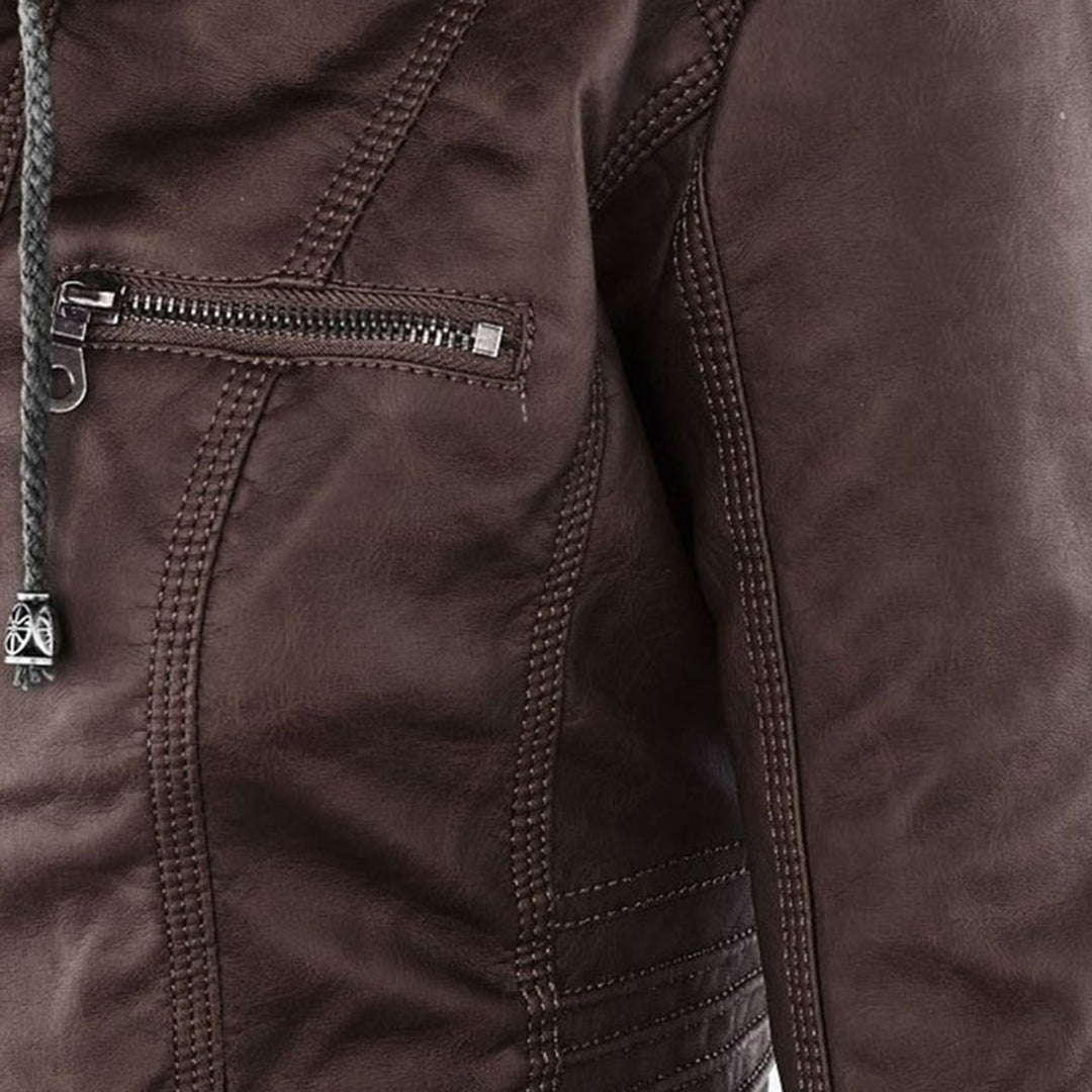Eileen | Women's Hooded Slim Fit Biker Jacket - Image 16
