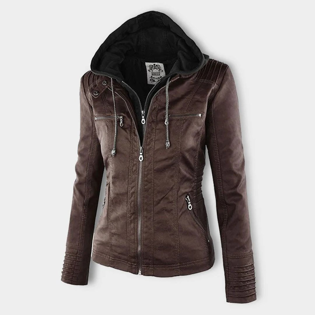 Eileen | Women's Hooded Slim Fit Biker Jacket - Image 7