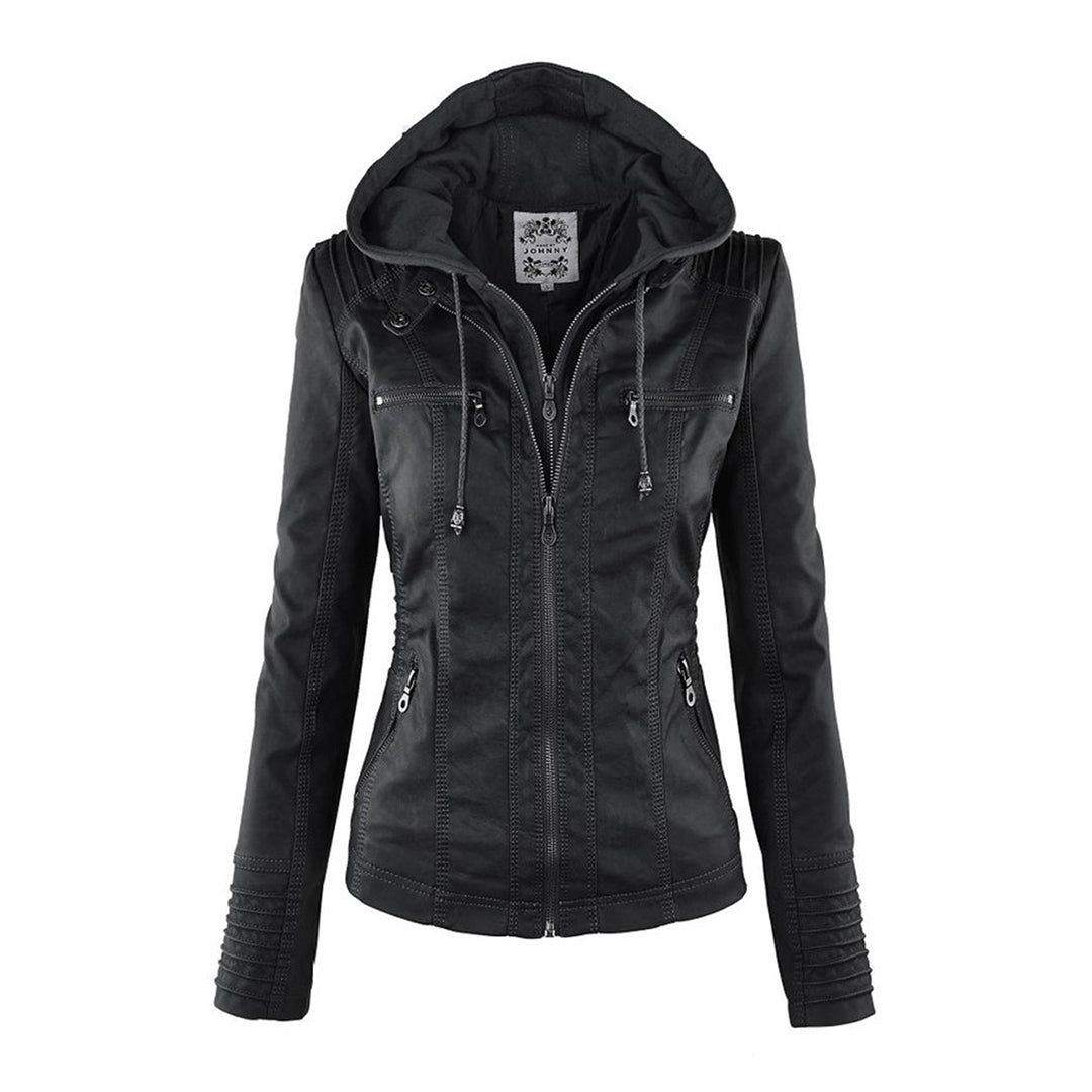 Eileen | Women's Hooded Slim Fit Biker Jacket - Image 20
