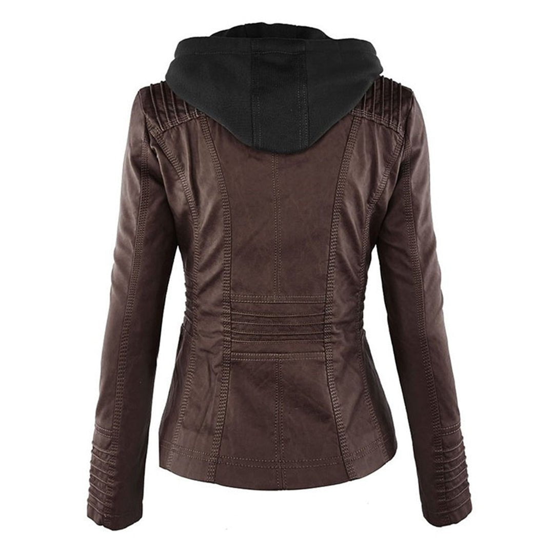 Eileen | Women's Hooded Slim Fit Biker Jacket - Image 8