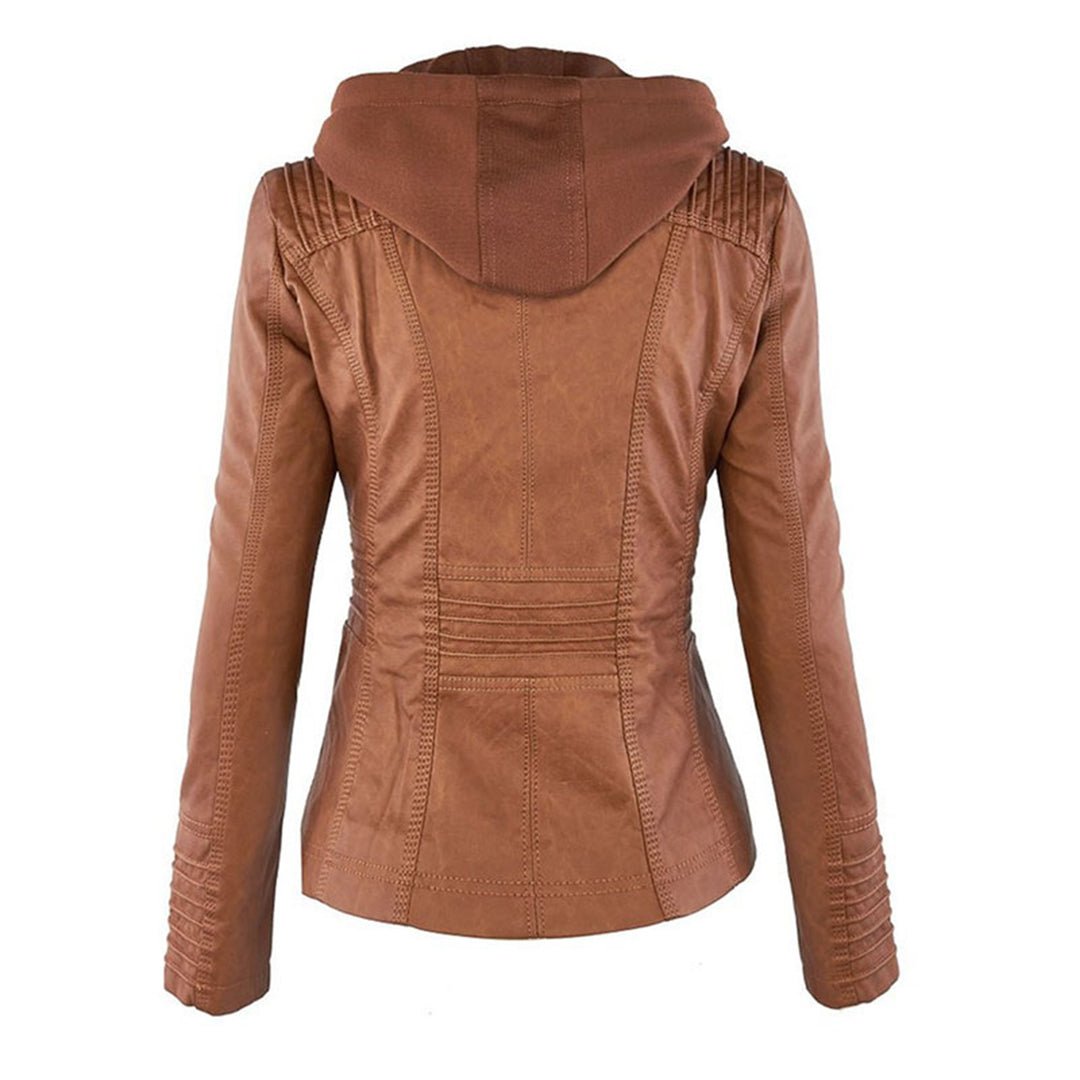 Eileen | Women's Hooded Slim Fit Biker Jacket - Image 3