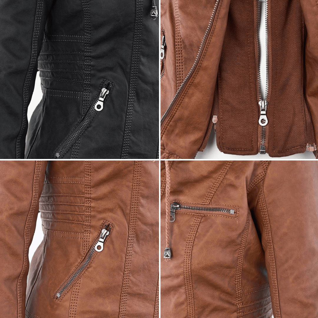 Eileen | Women's Hooded Slim Fit Biker Jacket - Image 18