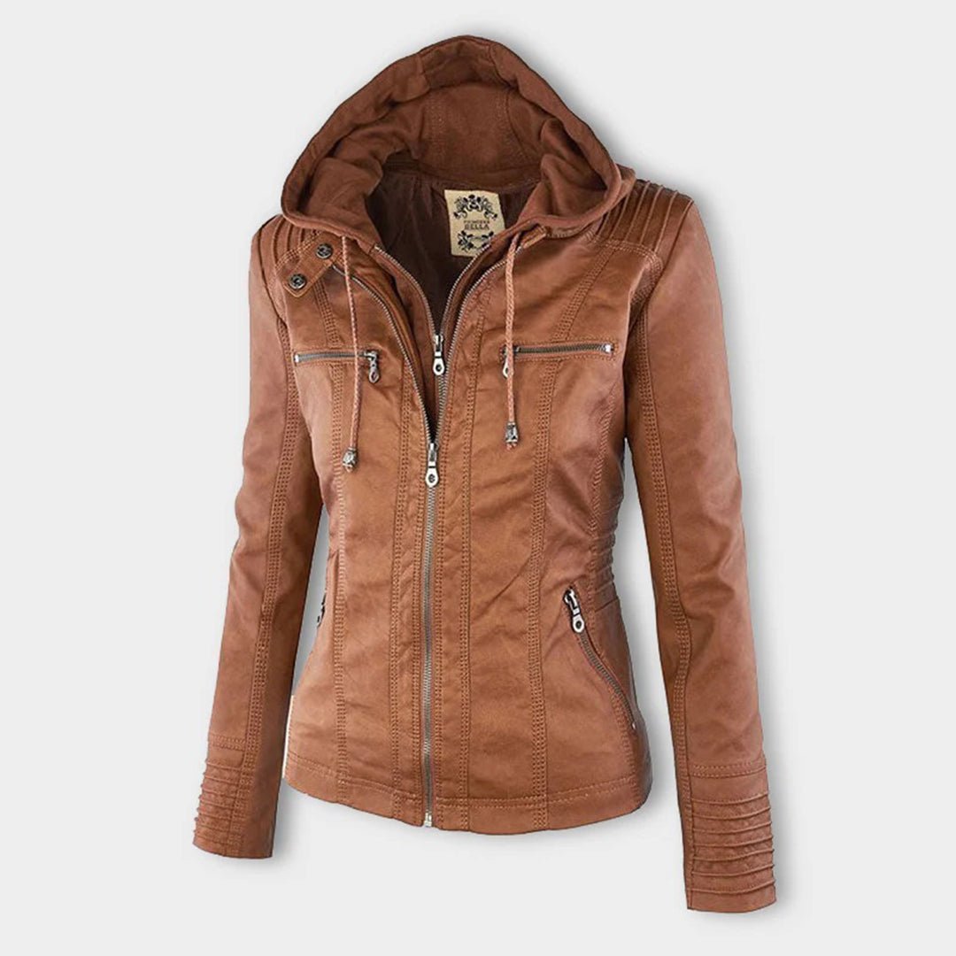Eileen | Women's Hooded Slim Fit Biker Jacket - Image 1