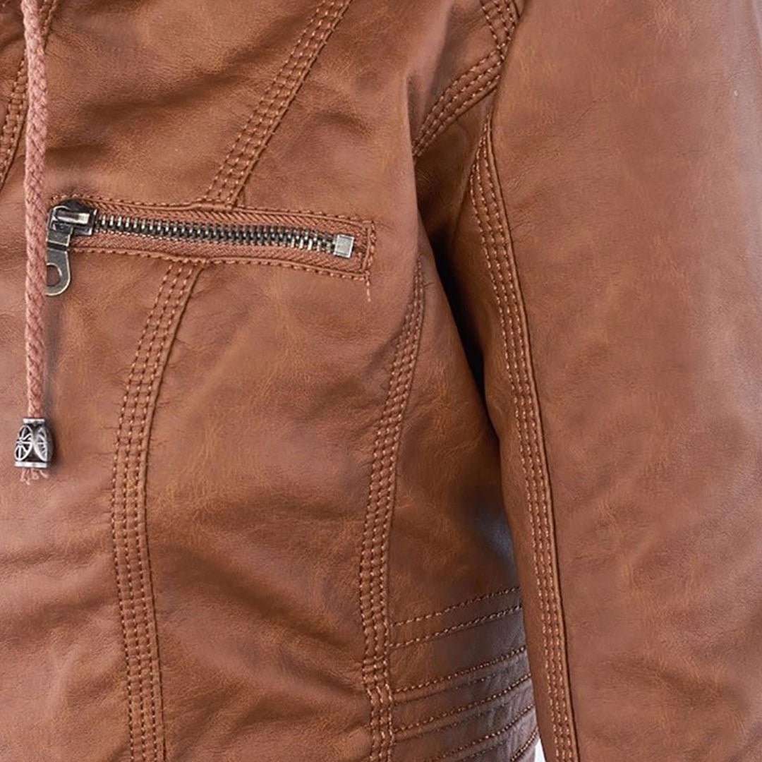 Eileen | Women's Hooded Slim Fit Biker Jacket - Image 9
