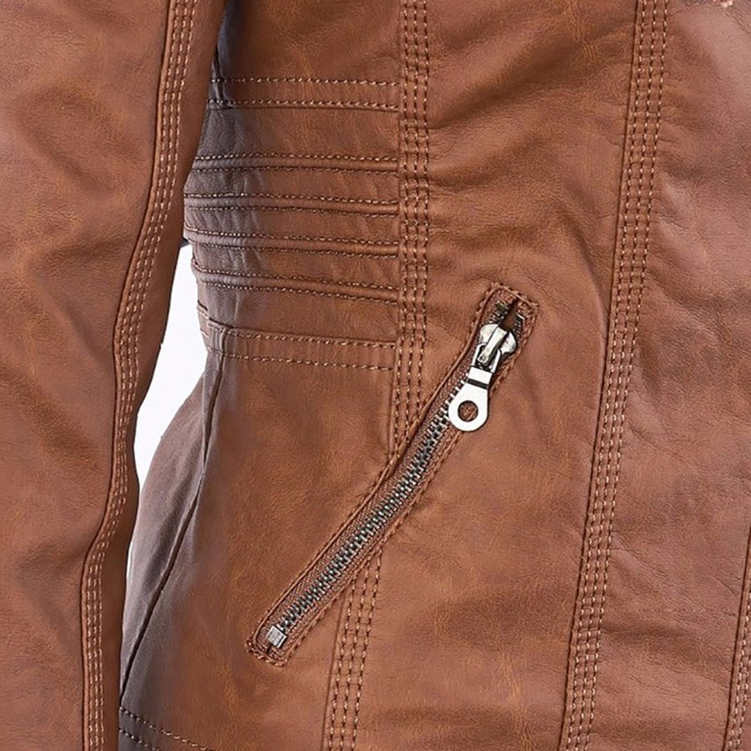 Eileen | Women's Hooded Slim Fit Biker Jacket - Image 10