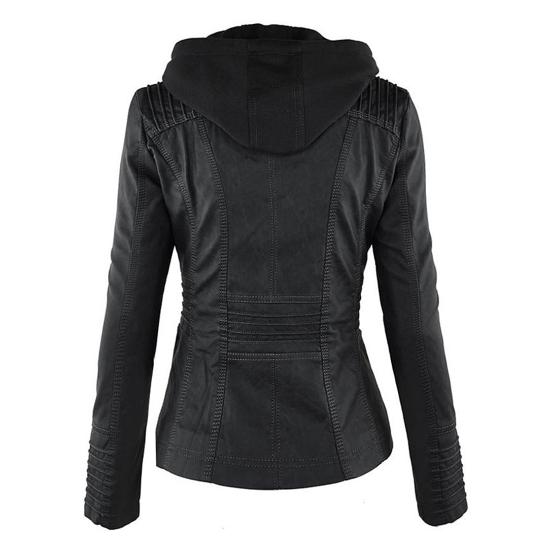 Eileen | Women's Hooded Slim Fit Biker Jacket - Image 6