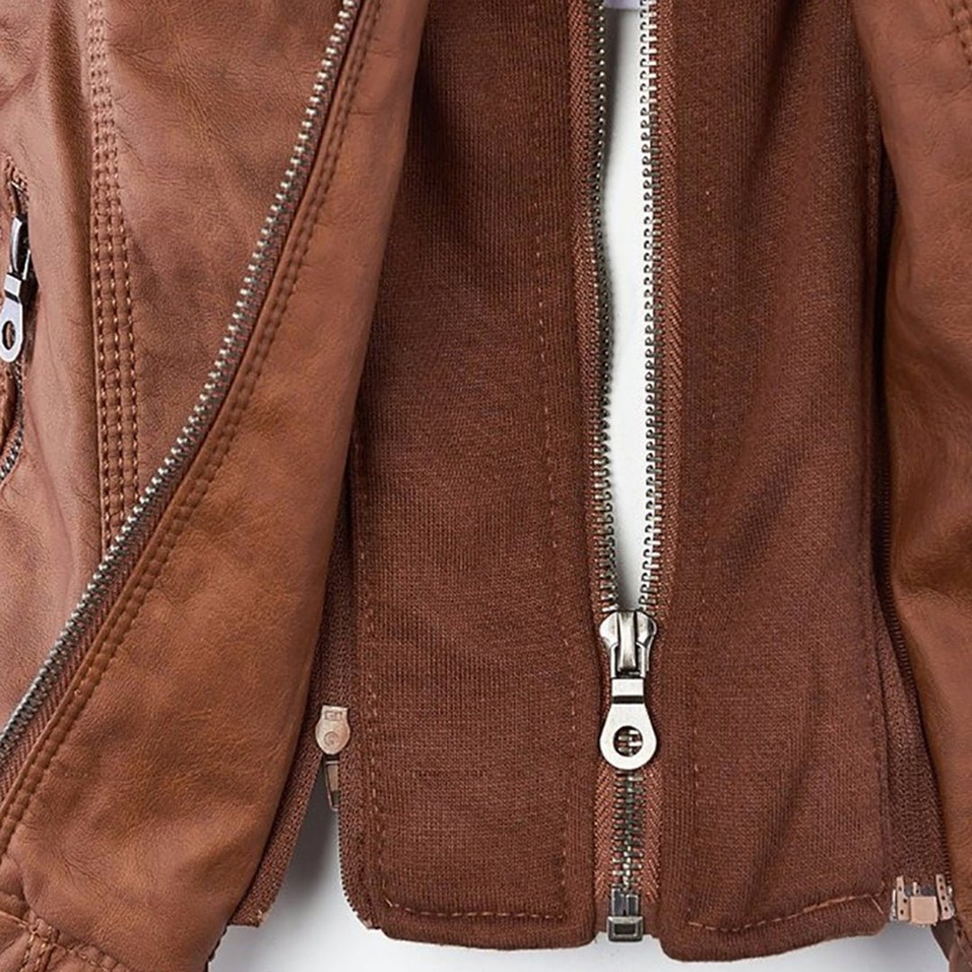 Eileen | Women's Hooded Slim Fit Biker Jacket - Image 11