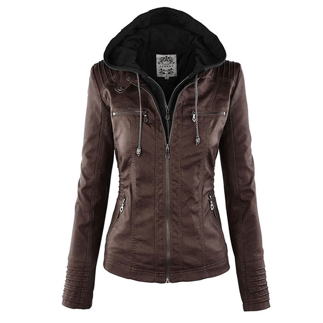 Eileen | Women's Hooded Slim Fit Biker Jacket - Image 21