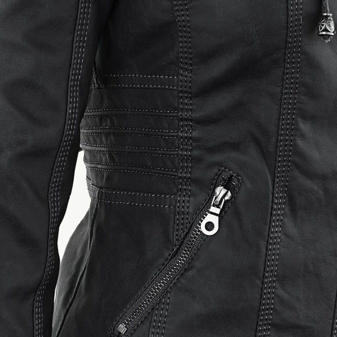 Eileen | Women's Hooded Slim Fit Biker Jacket - Image 14