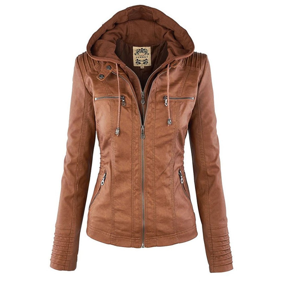 Eileen | Women's Hooded Slim Fit Biker Jacket - Image 19