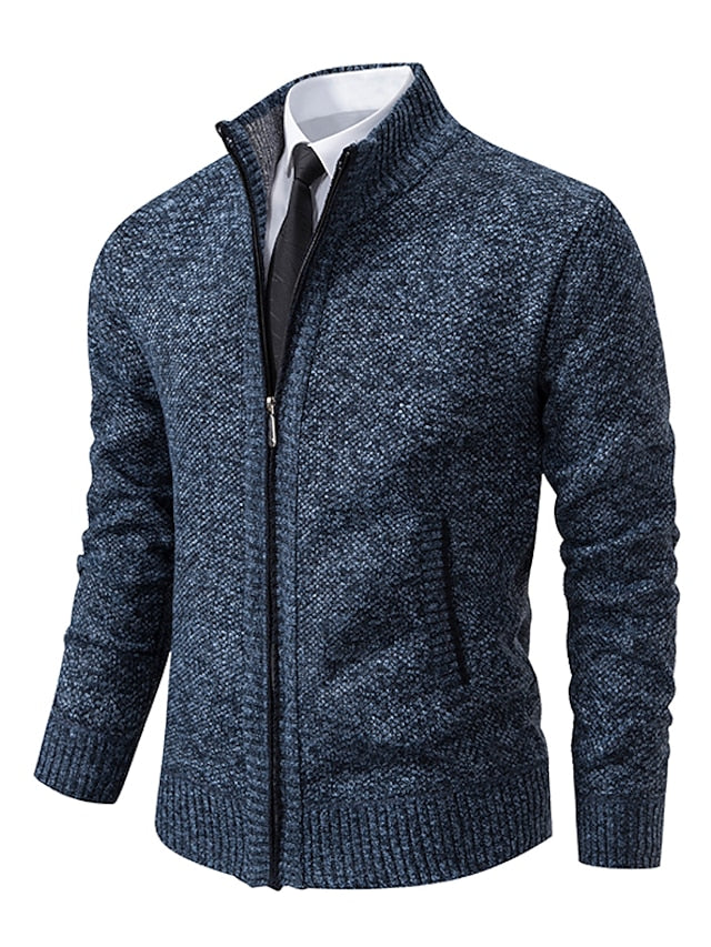 Chad | Men's Full-Zip Ribbed Knit Cardigan - Image 10