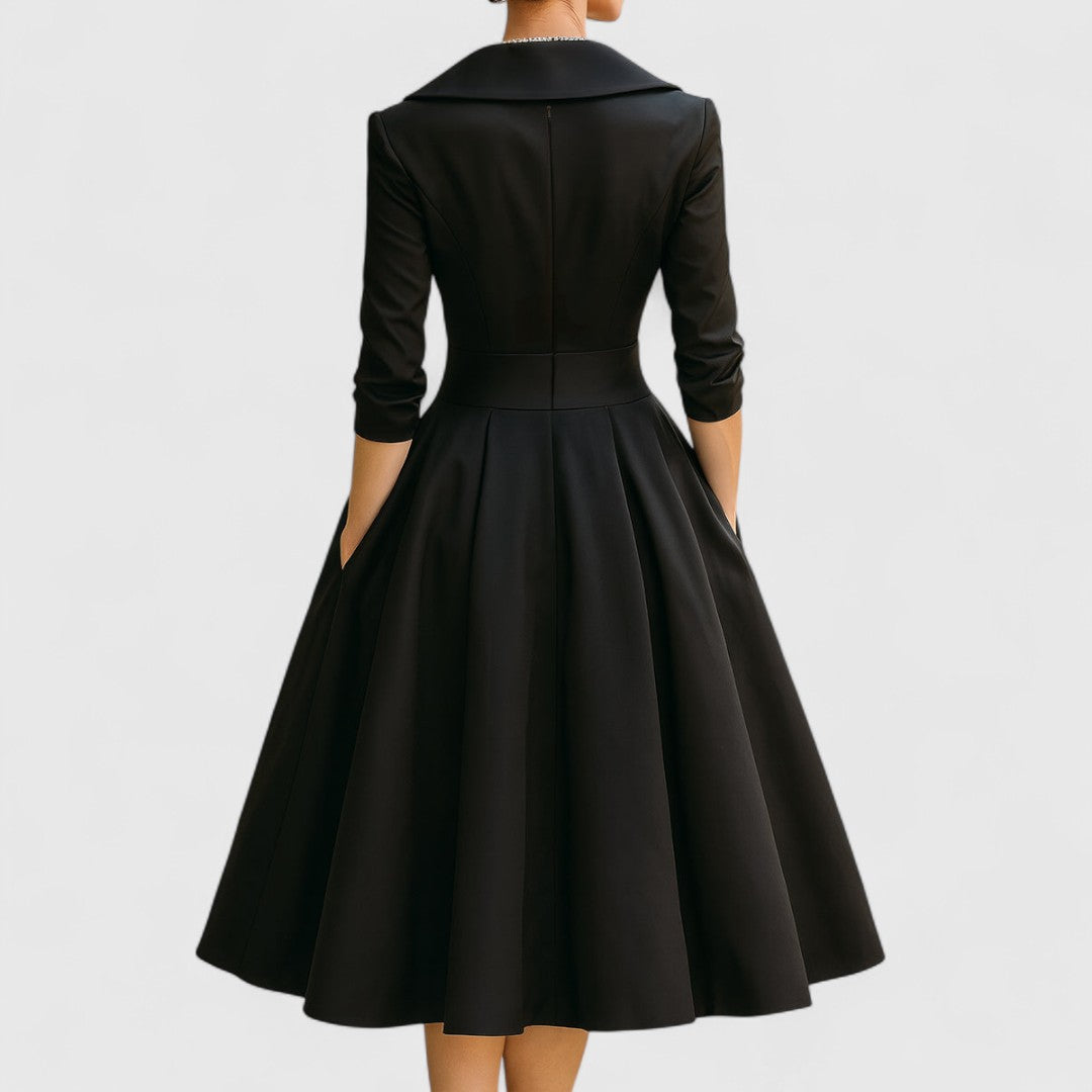 Image of Lucille | Women's V-Neck A-Line Midi Dress