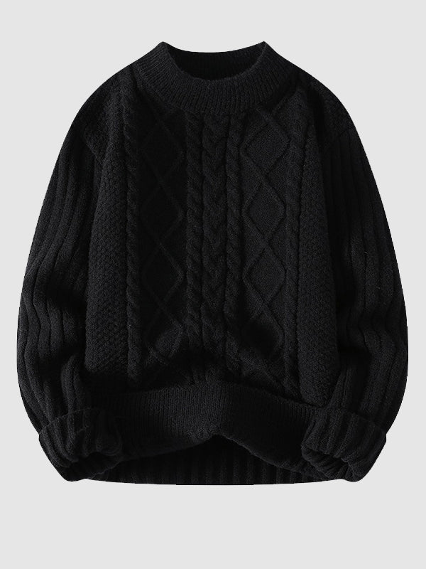 Cole | Men's Cable Knit Crew Neck Sweater - Image 4