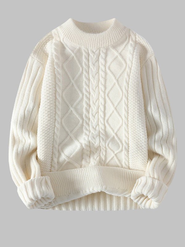 Cole | Men's Cable Knit Crew Neck Sweater - Image 6