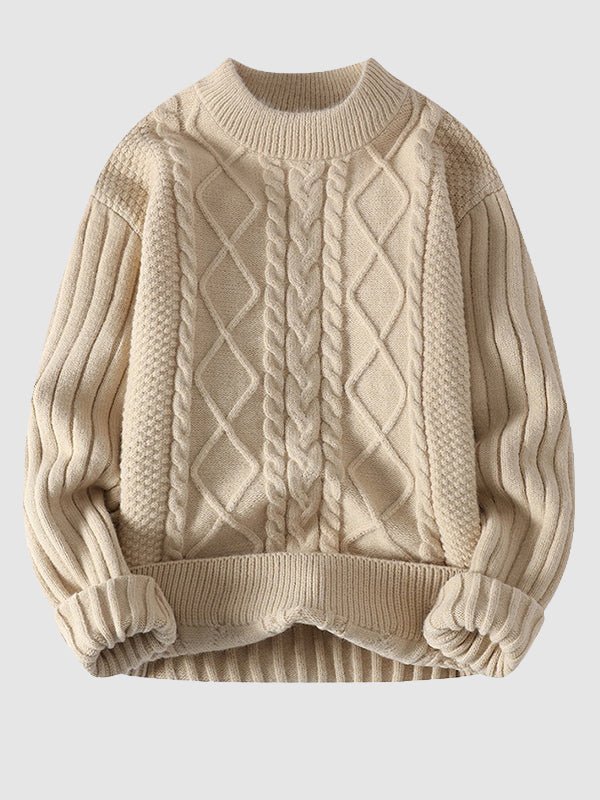 Cole | Men's Cable Knit Crew Neck Sweater - Image 5