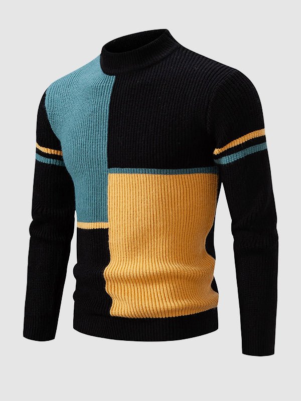 Terrence | Men's Mock Neck Color Block Sweater - Image 4