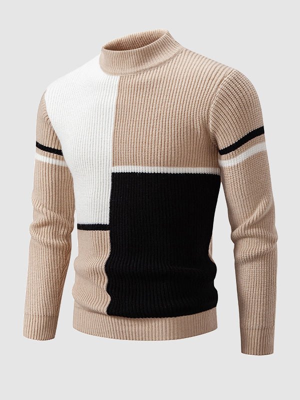 Terrence | Men's Mock Neck Color Block Sweater - Image 5