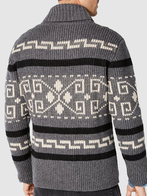 Joel | Men's Shawl Collar Patterned Cardigan - Image 14