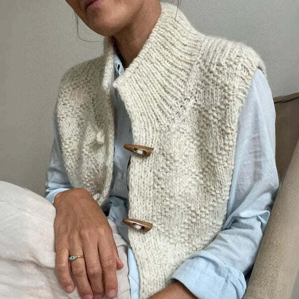 Susan | Women's Button Front Knitted Vest - Image 3