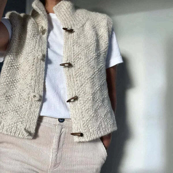 Susan | Women's Button Front Knitted Vest - Image 2