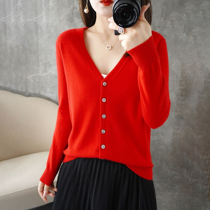 Joy | Women's V-Neck Button-Front Long Sleeve Cardigan - Image 5