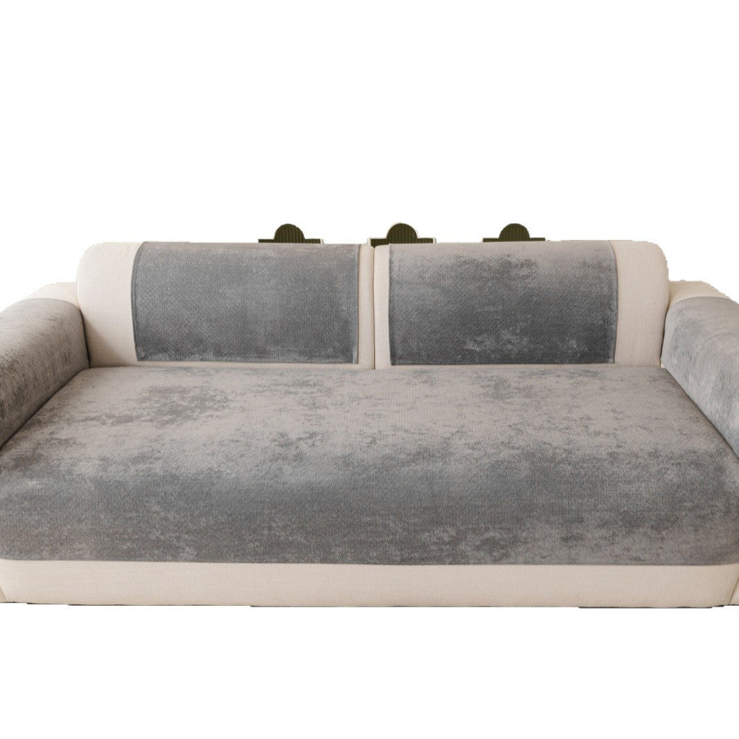 Reversible Stretch Fitted Sofa Cover with Non-Slip Backing and Plush Microfleece