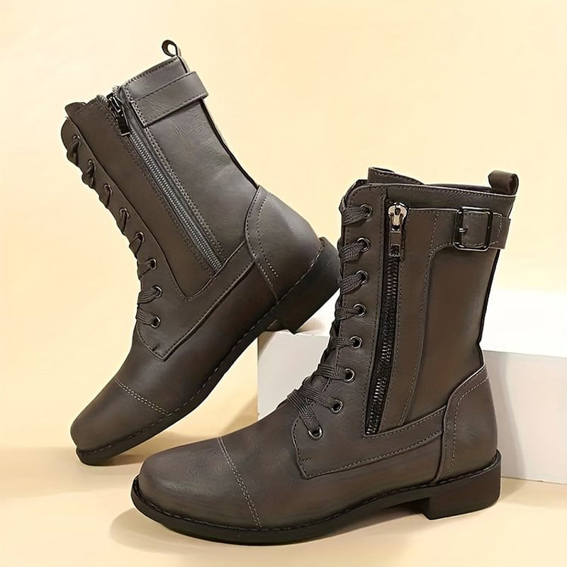 Hazel | Women's Combat Lace-Up Boots - Image 2