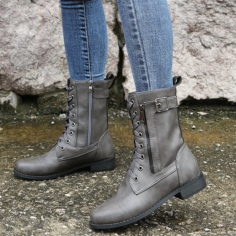 Hazel | Women's Combat Lace-Up Boots - Image 4
