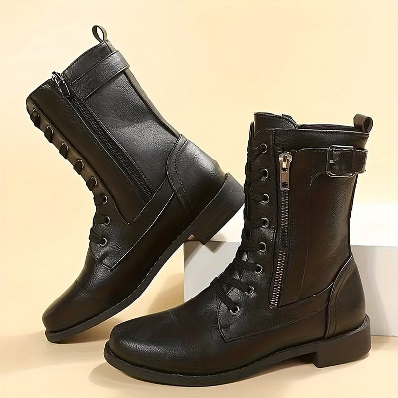 Hazel | Women's Combat Lace-Up Boots - Image 3