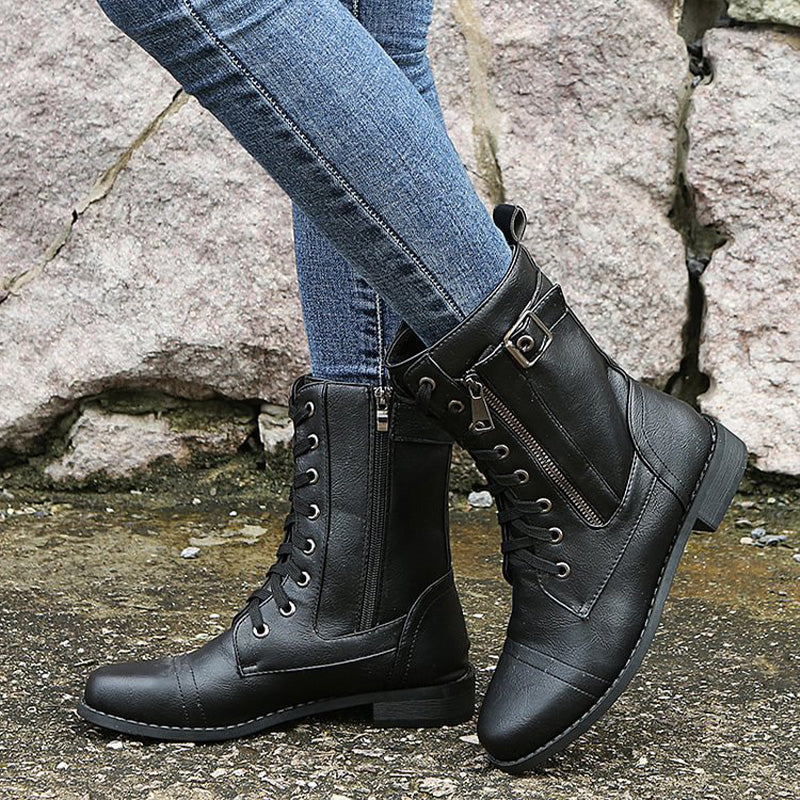 Hazel | Women's Combat Lace-Up Boots - Image 11
