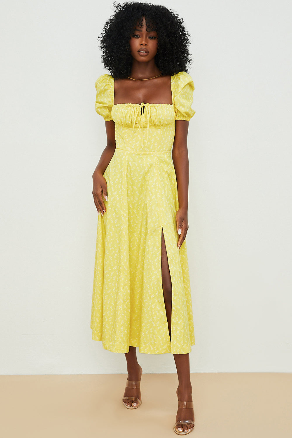 Kiara | Feminine Puff Sleeve Midi Dress - Image 11