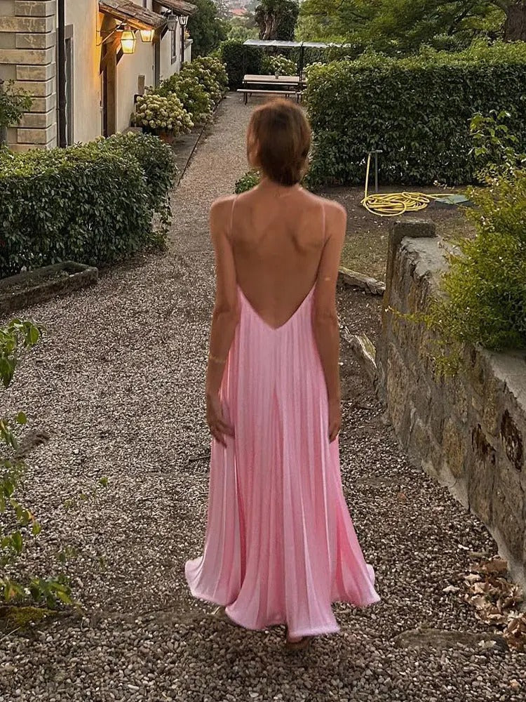 Image of Tiffany | Women's Sleeveless Pleated Maxi Dress