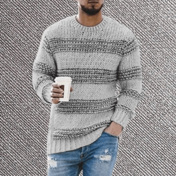 Elliott | Men's Striped Crew Neck Long Sleeve Sweater - Image 5