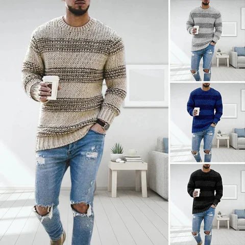 Elliott | Men's Striped Crew Neck Long Sleeve Sweater - Image 2