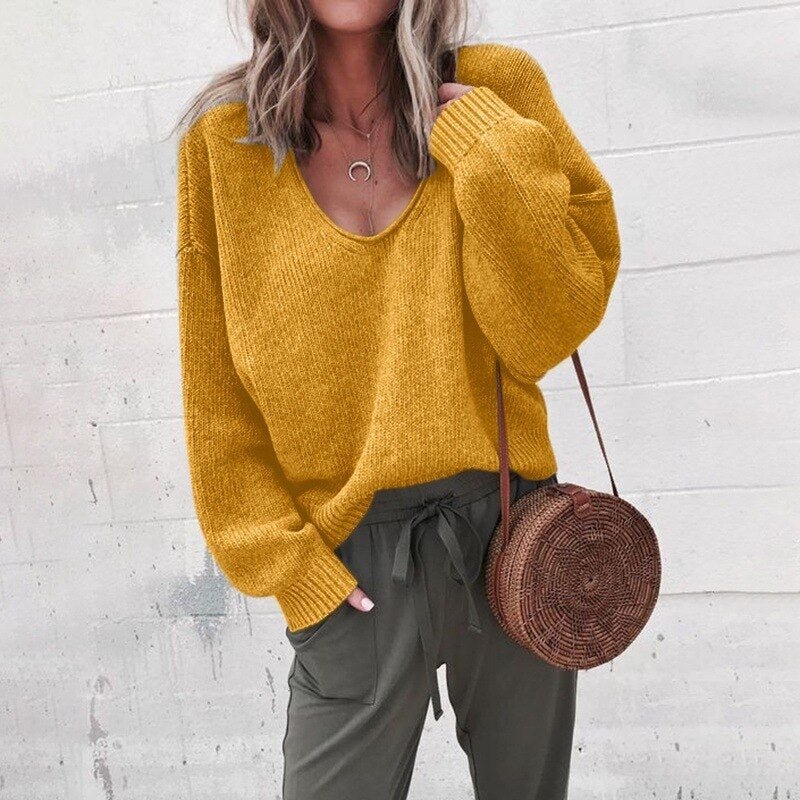 Gwen | Women's Oversized V-Neck Sweater - Image 4
