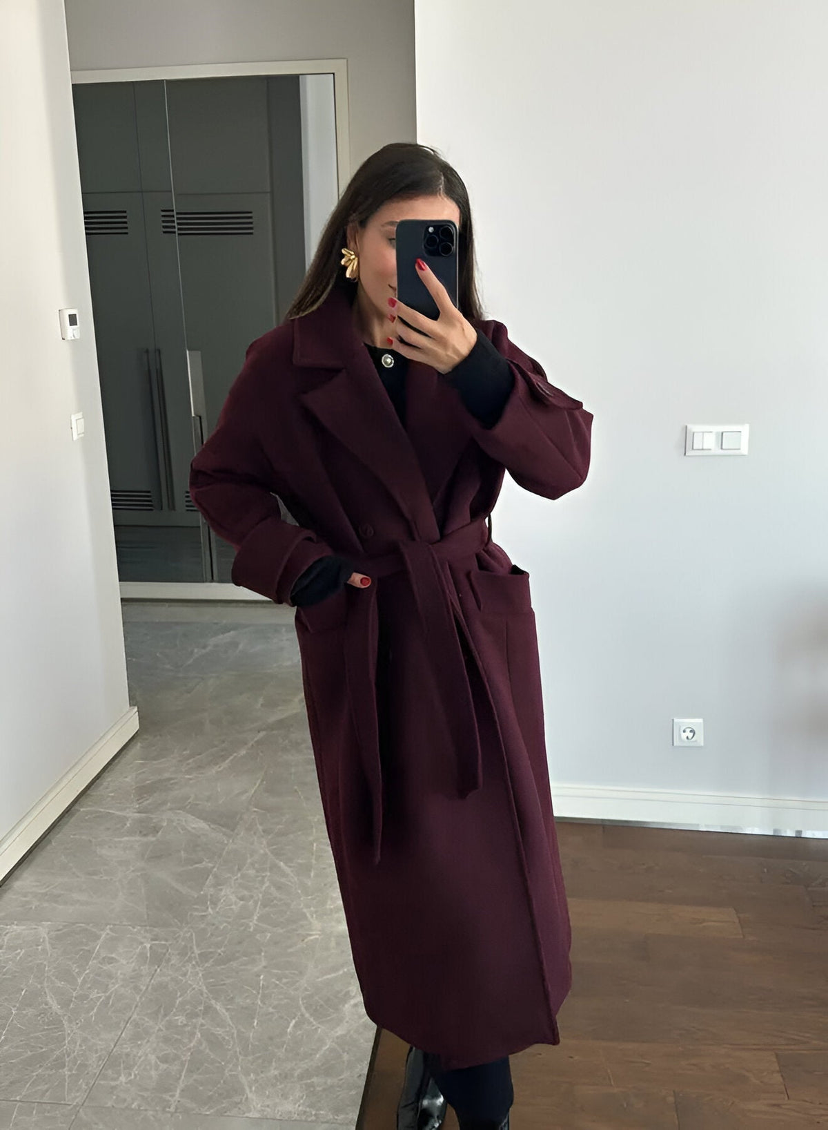 Women's Belted Long Winter Coat