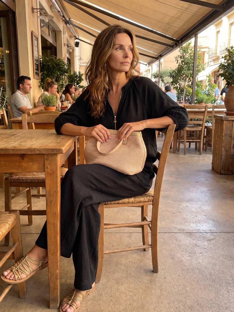 Women's Zippered Puff Sleeve Set