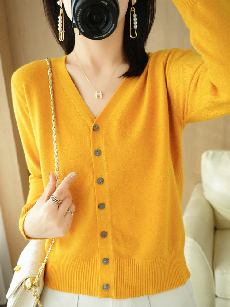 Joy | Women's V-Neck Button-Front Long Sleeve Cardigan - Image 4