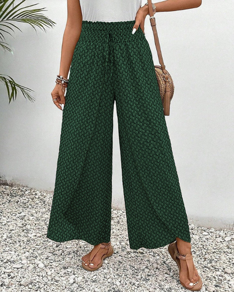 Couture-moda | Lightweight Flowing Casual Wear Leg Trousers with Elastic Waist - Image 9