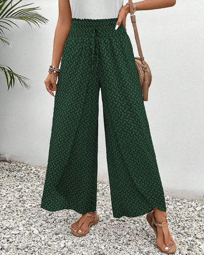 Couture-moda | Lightweight Flowing Casual Wear Leg Trousers with Elastic Waist - Image 9
