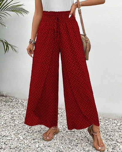 Couture-moda | Lightweight Flowing Casual Wear Leg Trousers with Elastic Waist - Image 5