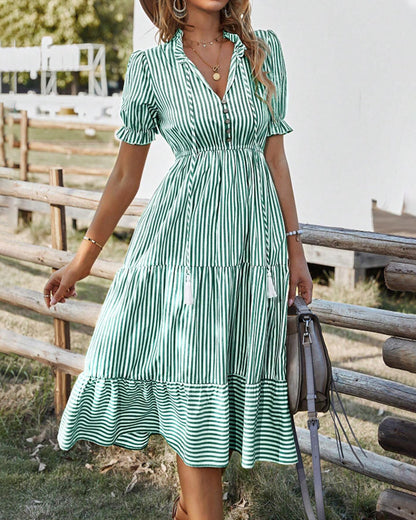 Mariah | Casual Midi A-Line Dress with V-Neck - Image 5