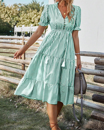 Mariah | Casual Midi A-Line Dress with V-Neck - Image 8
