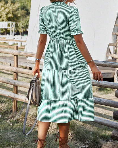 Mariah | Casual Midi A-Line Dress with V-Neck - Image 6