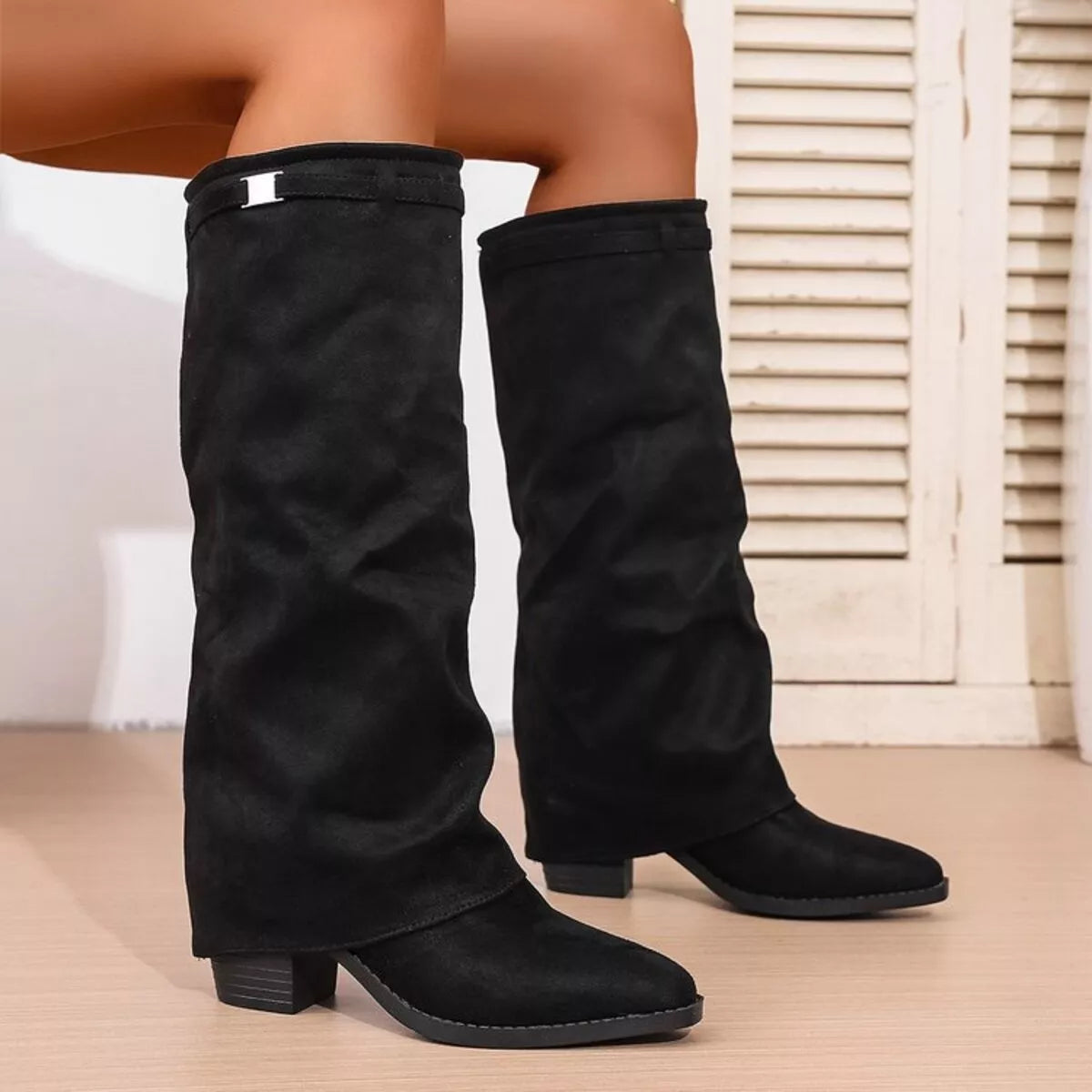 Shannon | Women's Knee High Slouch Pointed Toe Boots - Image 5