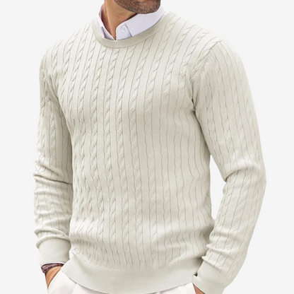 Robin | Men's Crew Neck Cable Knit Sweater - Image 2