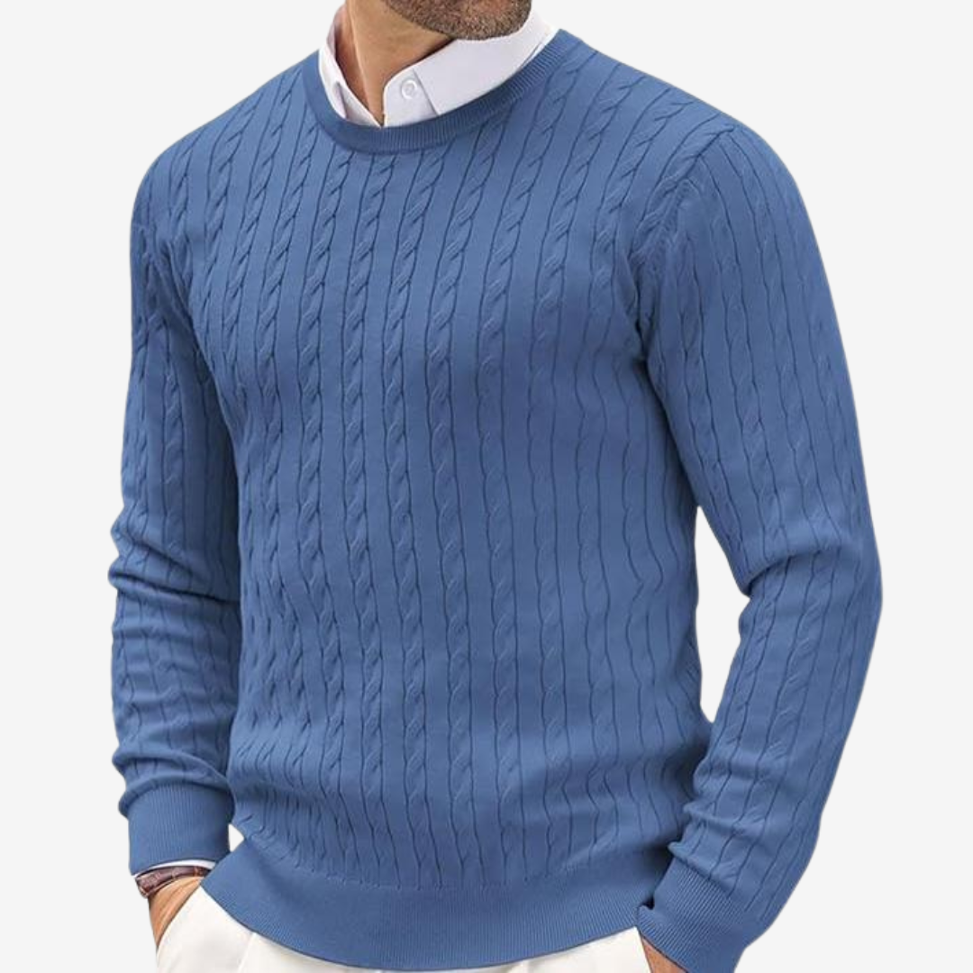 Robin | Men's Crew Neck Cable Knit Sweater - Image 4
