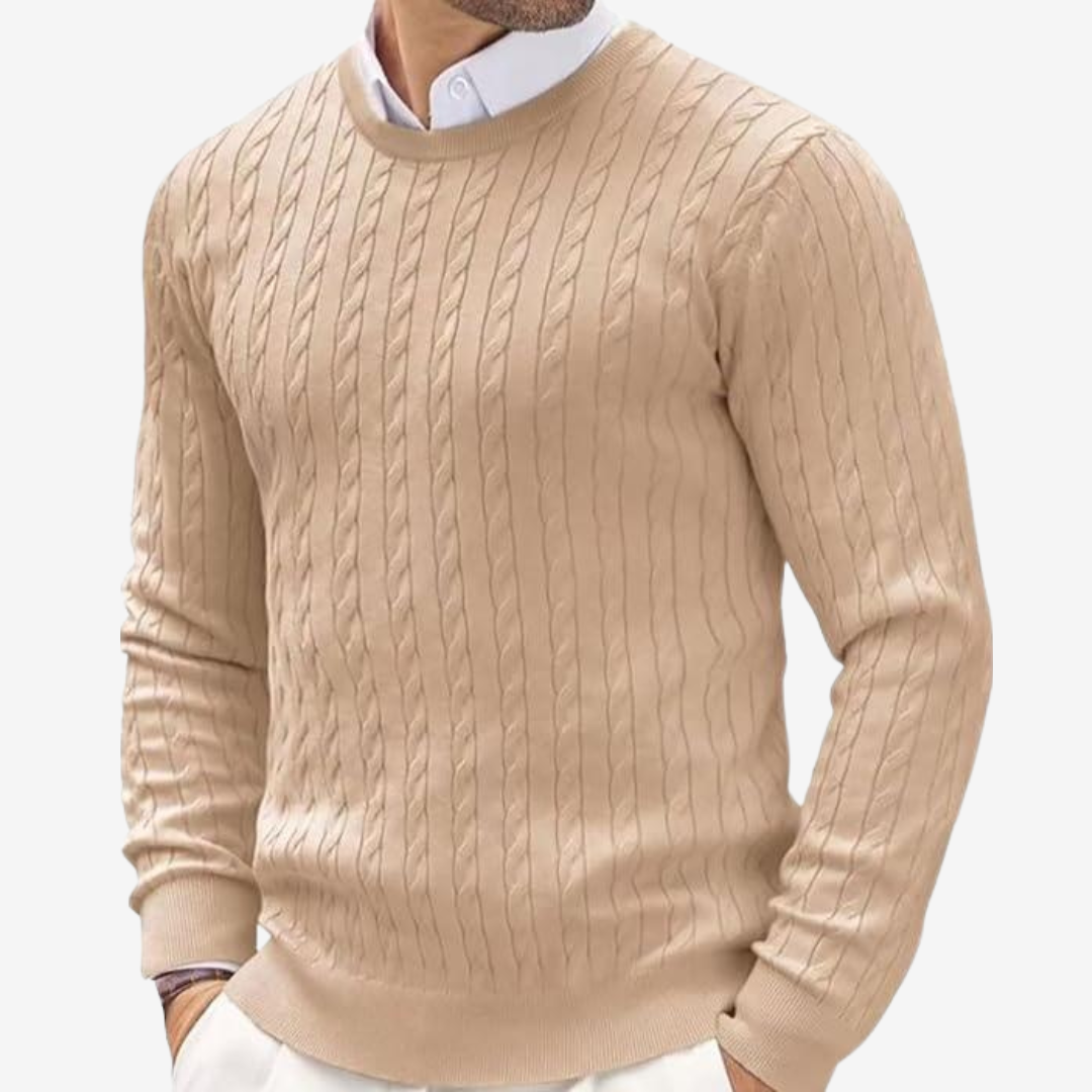 Robin | Men's Crew Neck Cable Knit Sweater - Image 5